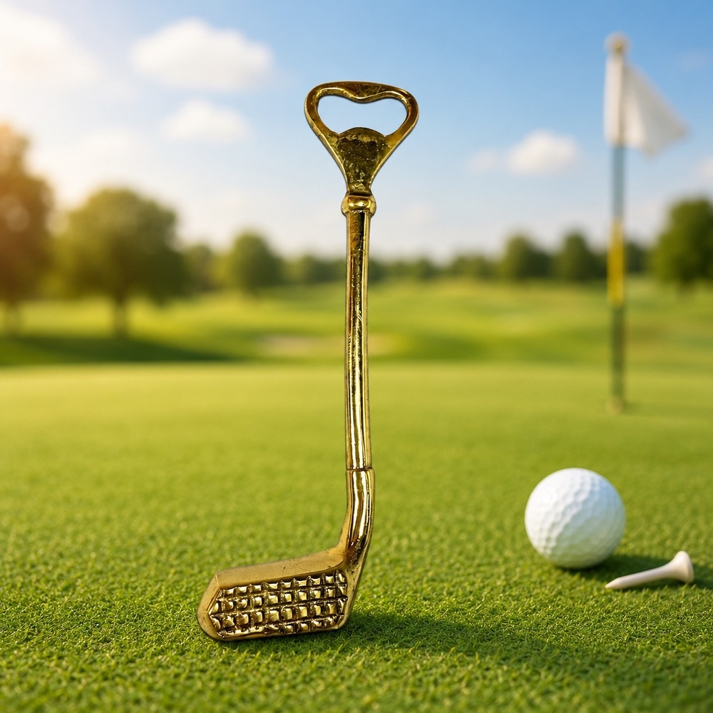 Vintage Golf Club Bottle Opener Solid Brass Made in England Gold Barware‎ Tool